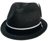Vintage Stingy Brim Paper Straw Fedora by Odds in Black